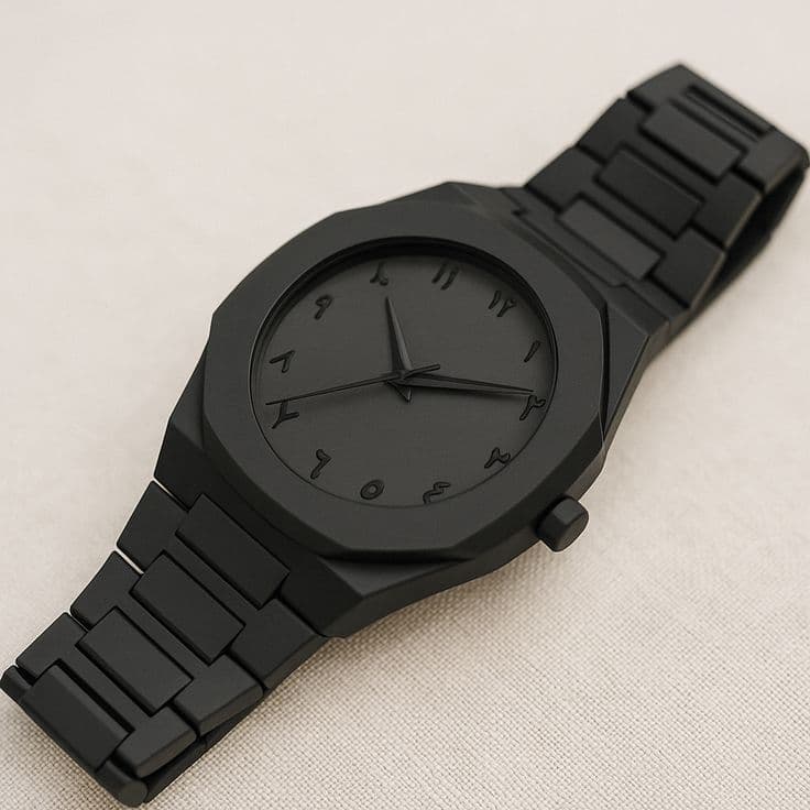 Montre analogique noire minimaliste design